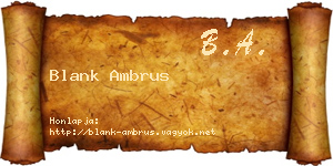 Blank Ambrus névjegykártya